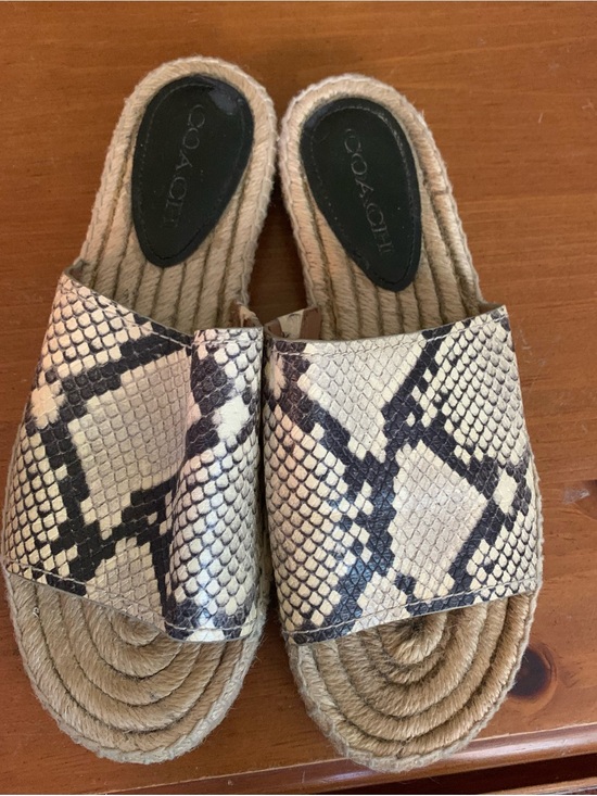 Coach Shoes - Coach Espadrille Slide with Black Logo Patch and Natural Rope